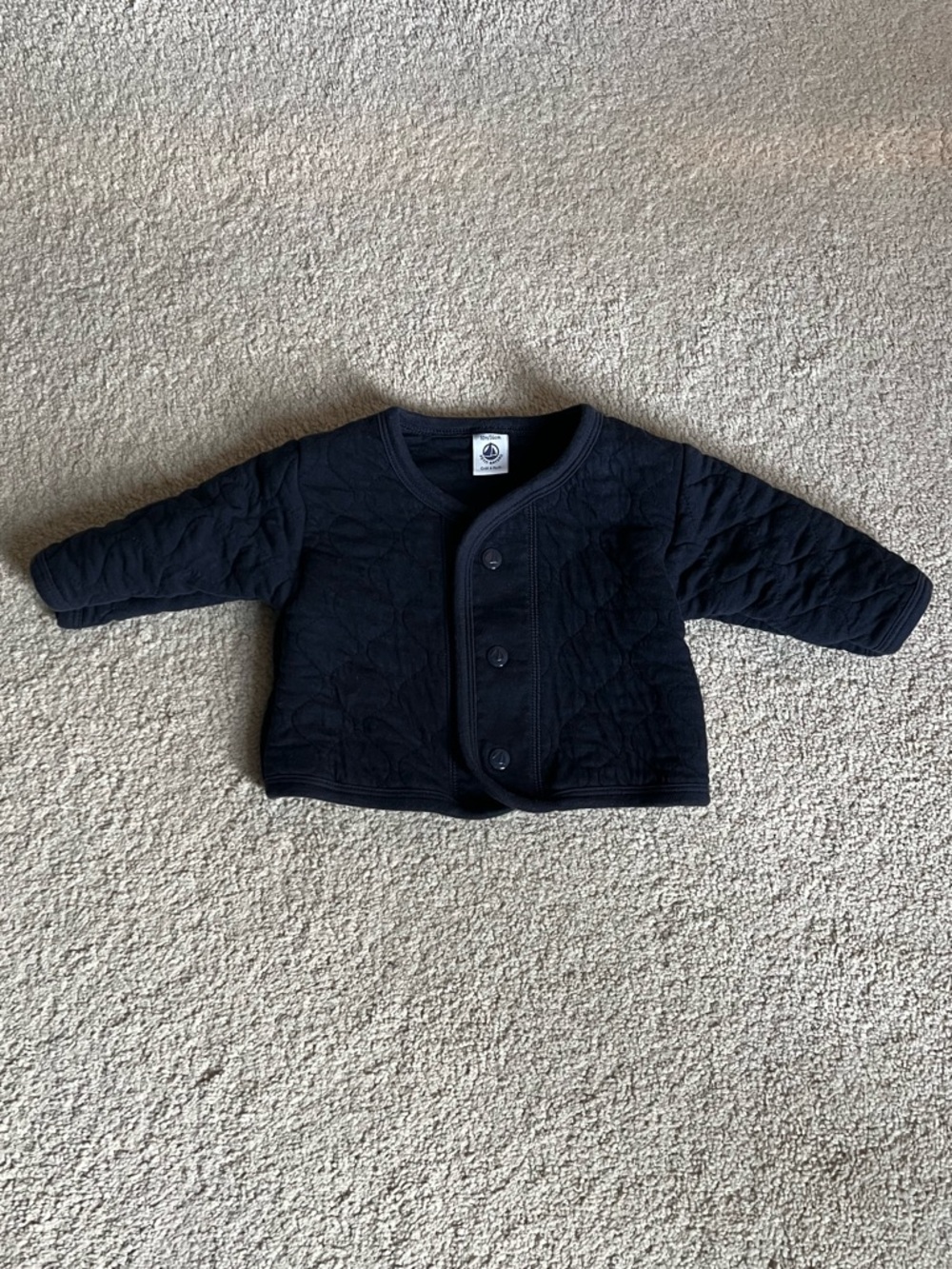 Petit Bateau quilted navy jacket size 12 mo